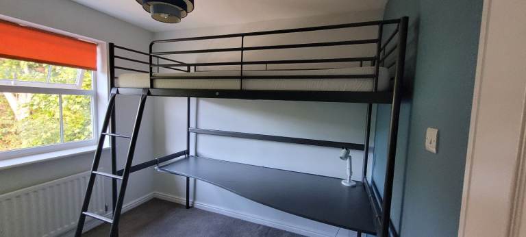 Ikea loft bed with desk and Stompa Mattress
