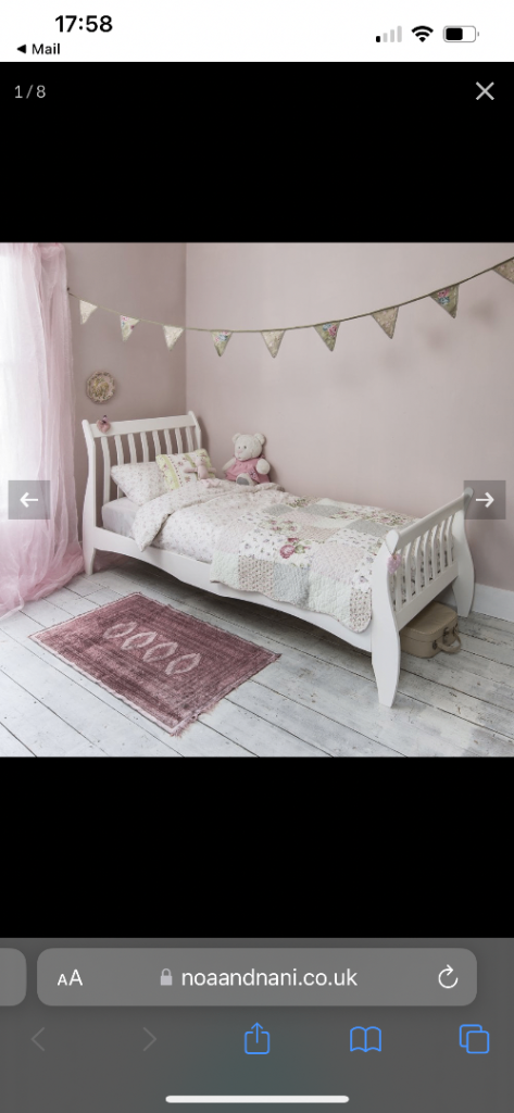 Kids white sleigh bed 
