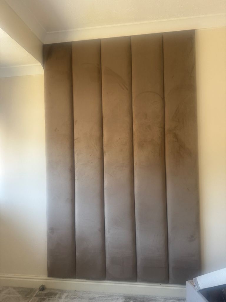 Brown Velvet Headboard Panels - Good Condition