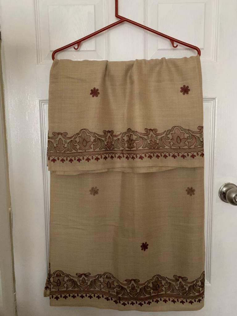image for LADIES NEW GORGEOUS LIGHT WEIGHT BEIGE SHAWL WITH WORK,BARGAIN