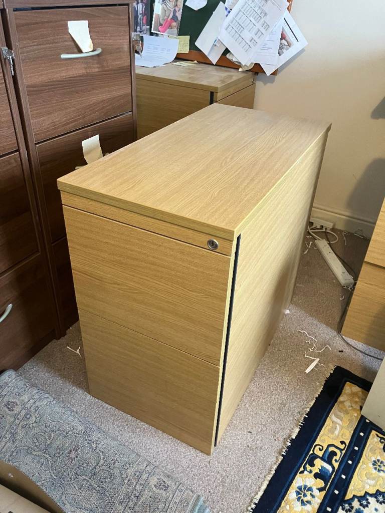 2 drawer filing cabinets, wooden, 3 for sale