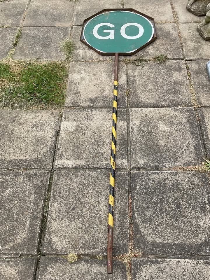 Vintage Tin Stop Go Sign