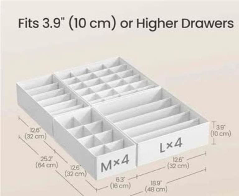 Set of 8 Underwear Drawer Organisers 