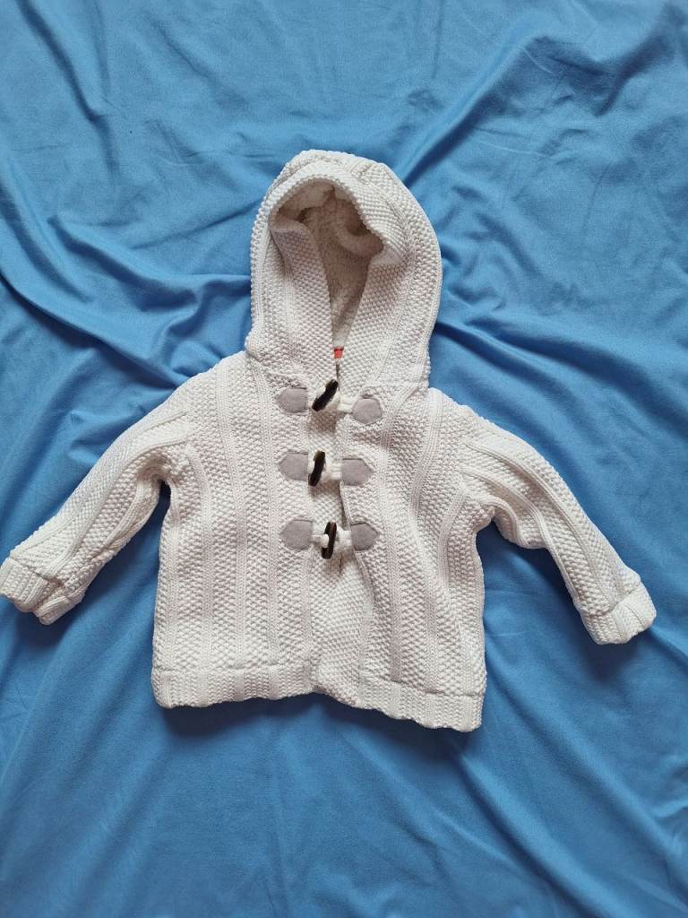 White Hooded Jacket Marks And Spencer Size 6-9 Months 