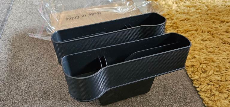2Pcs carbon fibre effect Car Seat Gap Catcher Filler Storage Box Bottle Pocket Holder Organizer