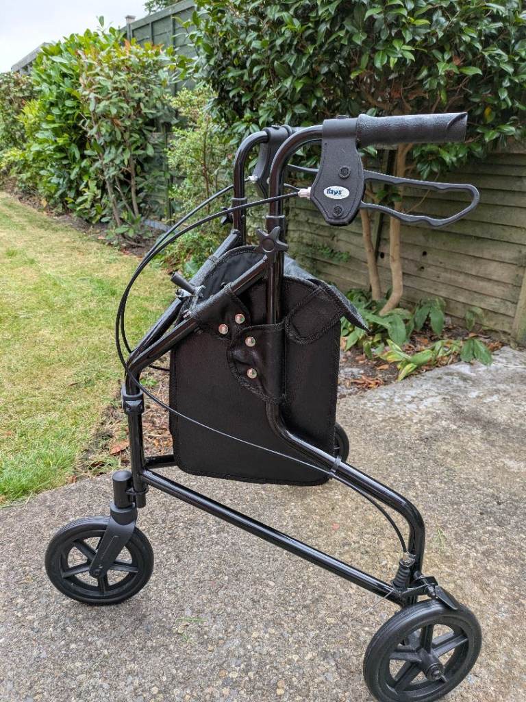 Three Wheel Rollator Walker - Black, Good Condition