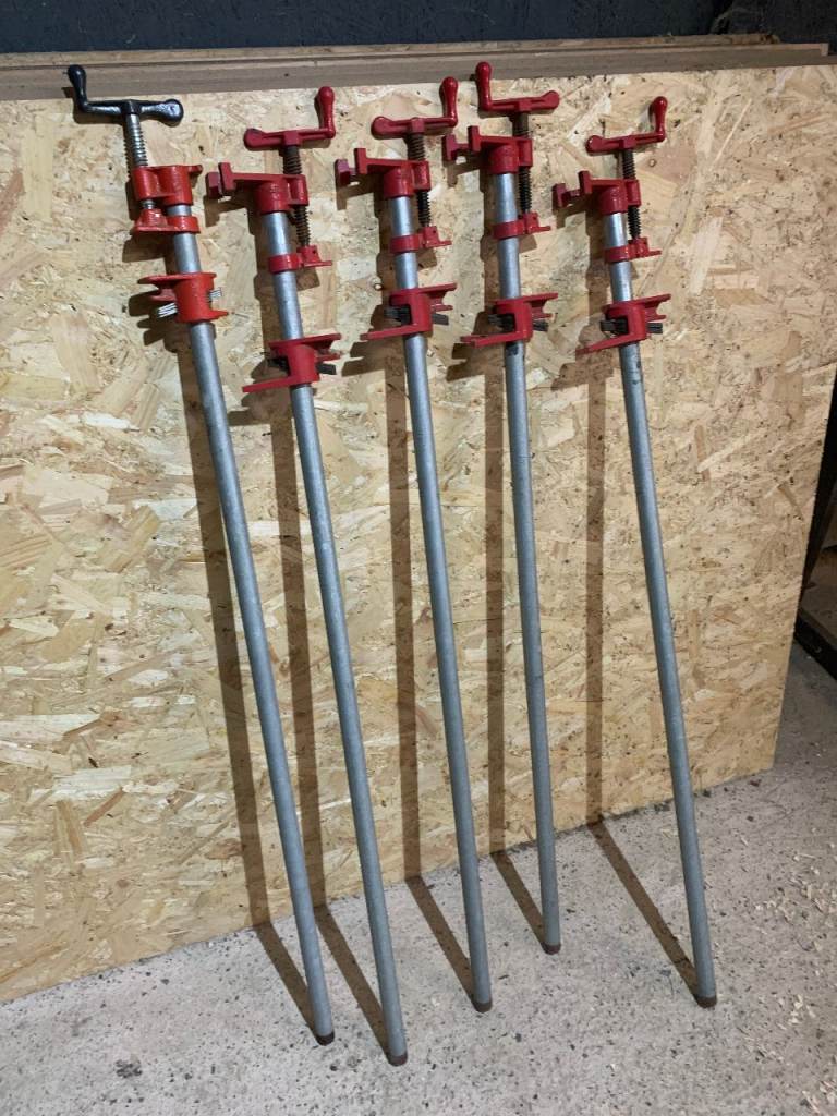 5 x Woodworking workshop heavy duty bar clamps - 120cm