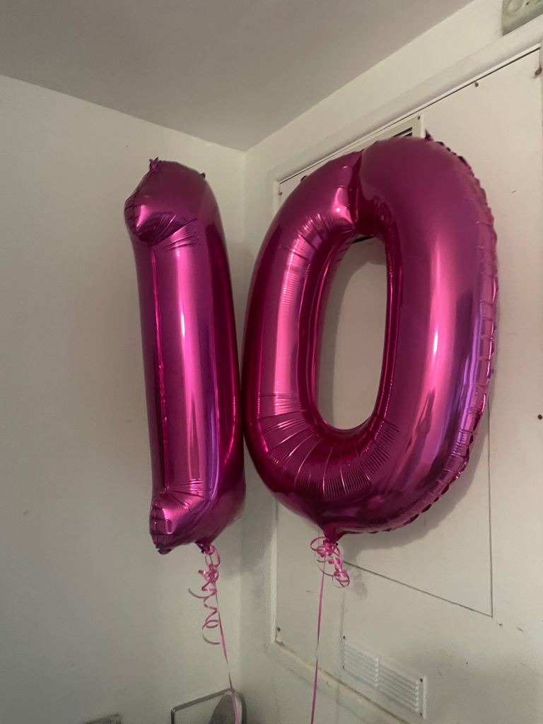 Balloons in pink, no.1 and no. 0