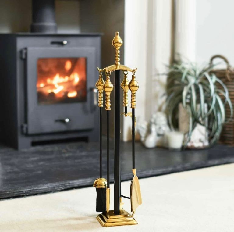 Brass & Black Iron 4 Fireside Companion Set