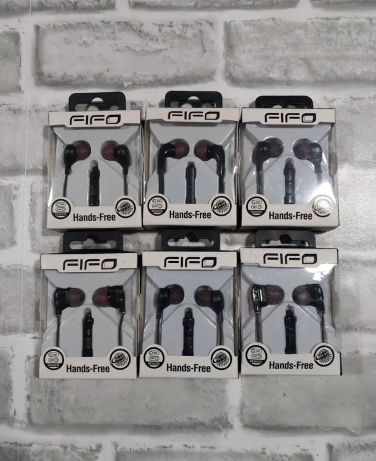 6 pairs of fifo earphones black 