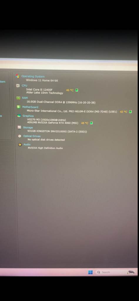 Gaming PC with Intel Core i5 12400f GeForce Rtx 4060
