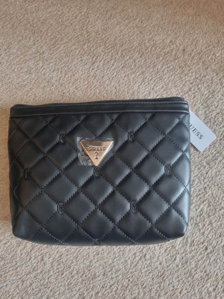 New Guess Black Quilted Clutch Bag with Tag