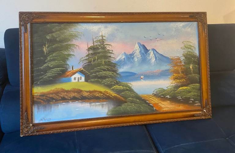 Early 20th century very large oil painting on canvas