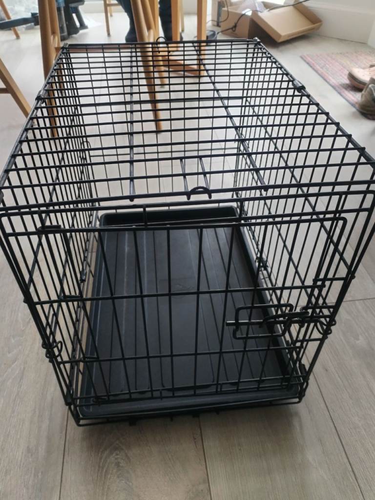 Foldable pet crate (small) - metal with plastic tray