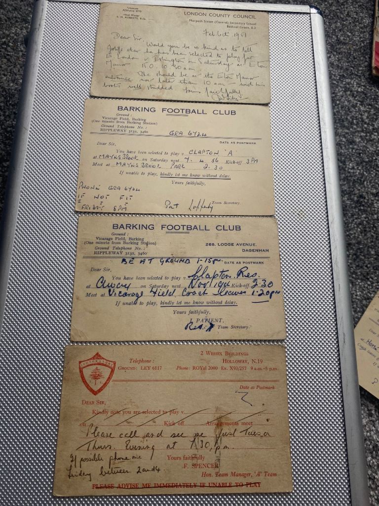 Barking football club 1950s result postcards.