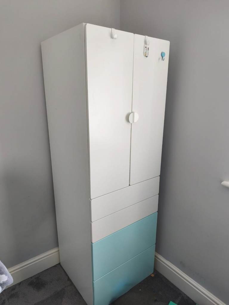 SMÅSTAD / PLATSA Wardrobe, white white/with 4 drawers