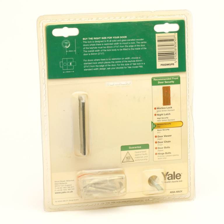 Yale P85DMGPB Front Door Manual Deadlock 40mm Grey