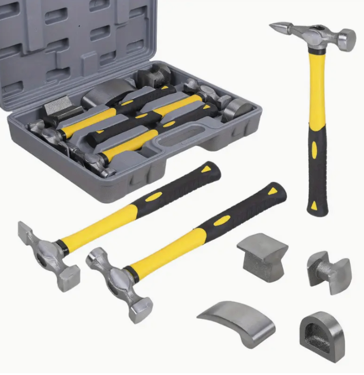 7 Pcs Car Dent Auto Body Panel Repair Tool Kit Beating Dollie Hammer Set