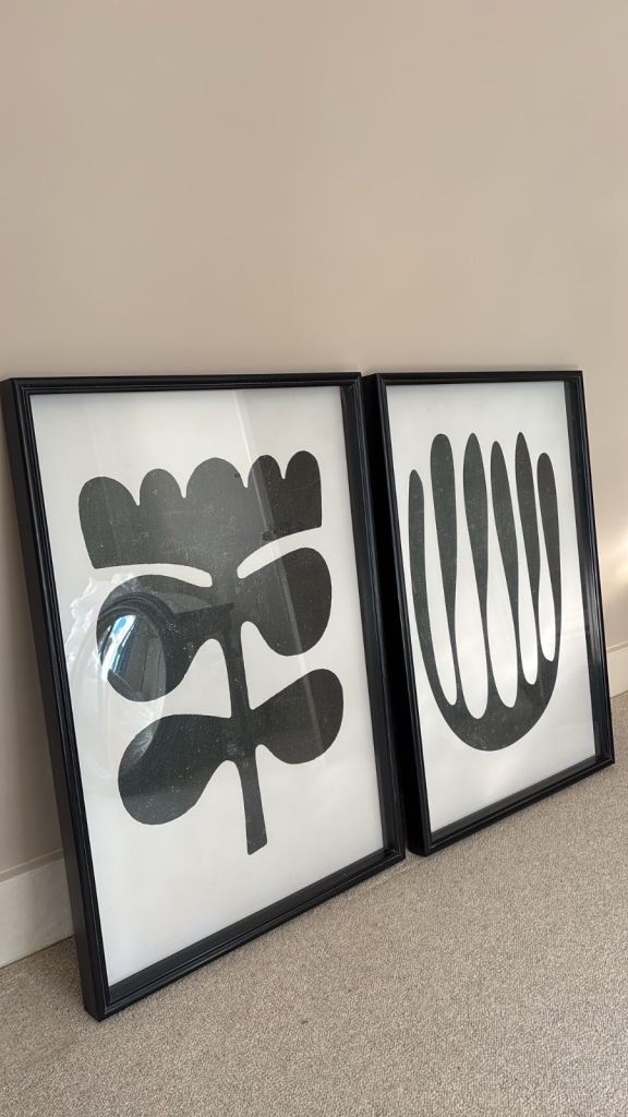 OKA, Pair of Eferi Framed Prints - Black/White, Wall Prints, Glass/Wood