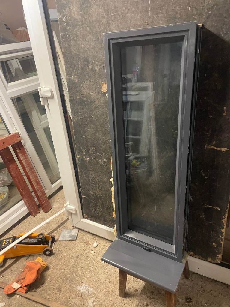 H 101 x W 35 cm - ANTHRACITE ALUMINIUM DOUBLE GLAZED WINDOW-CLEAR GLASS**BY ORIGIN**(REF: SJ473) 