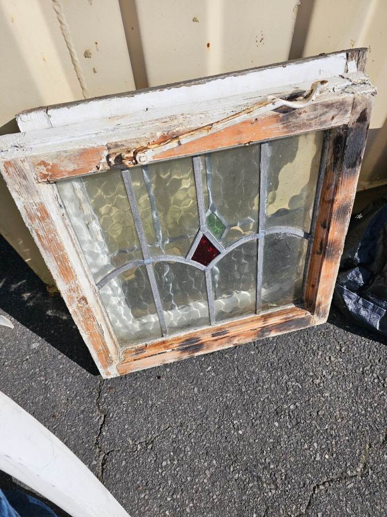Pair of Vintage Stained Glass Windows – Fair Condition