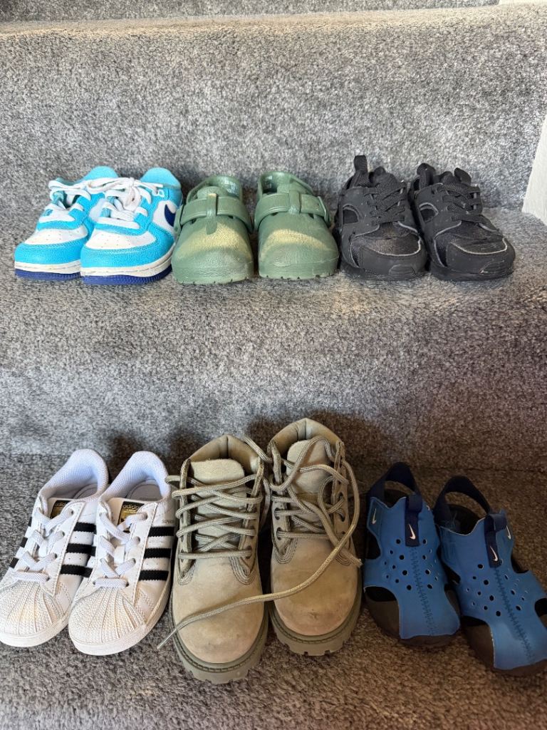 Kids' Shoe Bundle: Nike, Adidas, Timberland - Good Condition