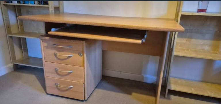Desk with Drawers and Keyboard Tray