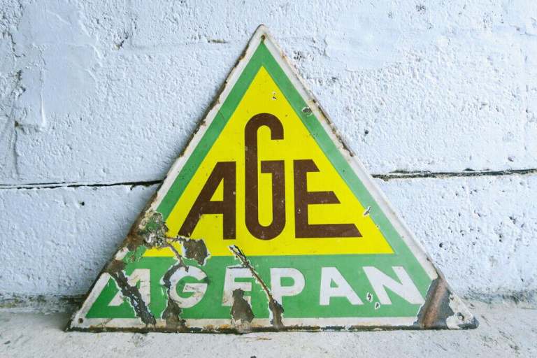 VINTAGE RETRO INDUSTRIAL METAL ENAMEL SIGN