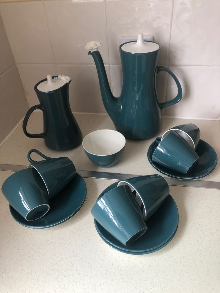 Poole Pottery Coffee Set – Teal, Good Condition