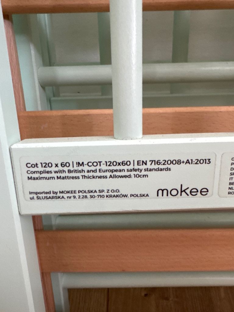 Mokee Cot Bed 120x60 with EVE Mattress