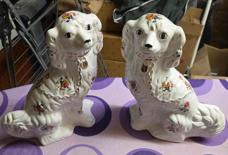 A pair of vintage Staffordshire dogs 