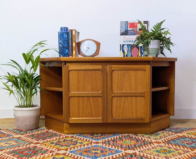 Vintage Retro Nathan Corner TV Media Unit Teak Mid Century Danish Style