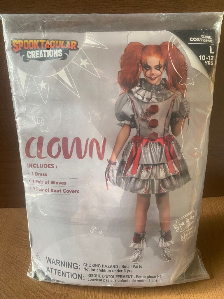 Spooktacular Creations Clown Costume L 10-12 Yrs – New in Pack