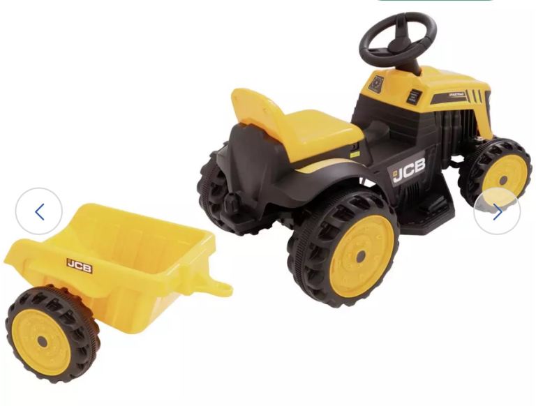 JCB Tractor with Trailer 6V Powered Ride-On Toy