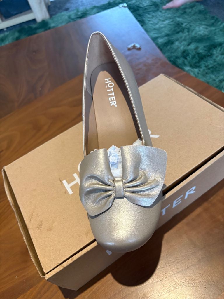 Hotter Donna-DINAXE Pearl Leather Heels, UK Size 8, New in Box