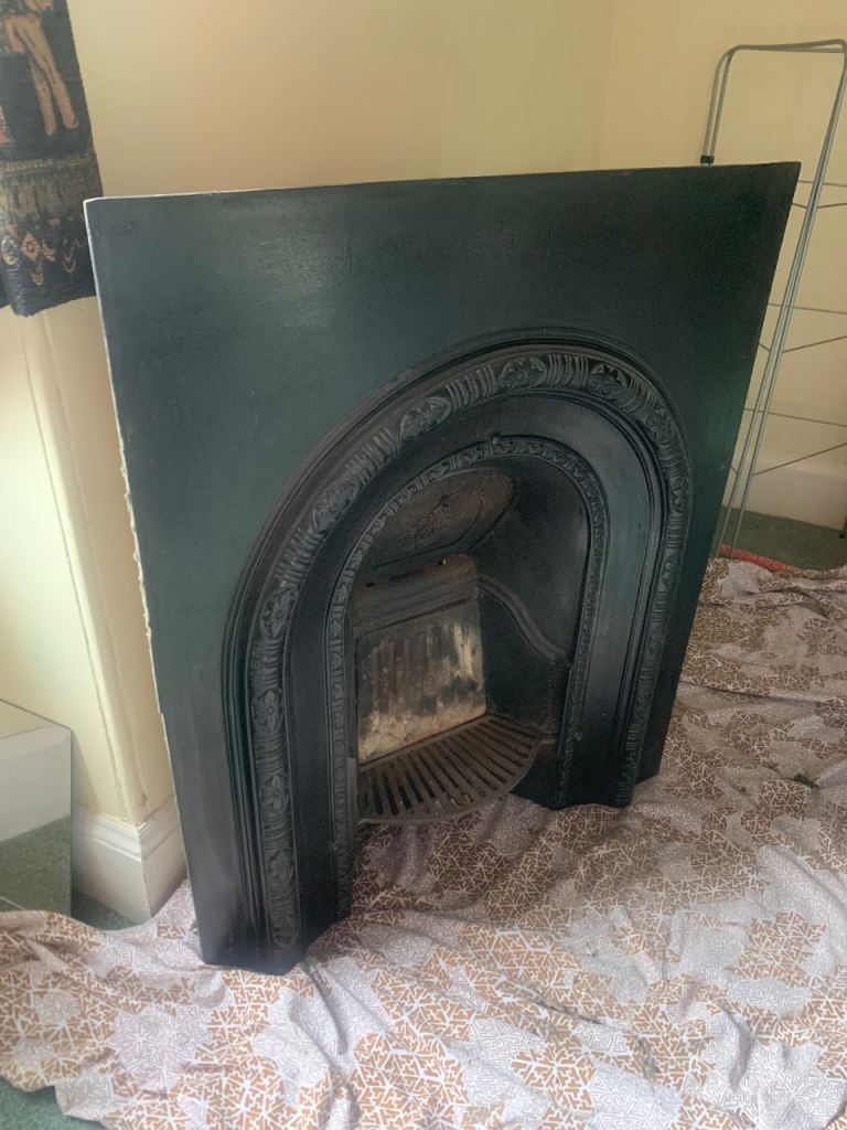 Vintage Decorative Cast Iron Fire Surround and Grate