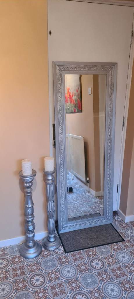 Mirror and pair of candlesticks 