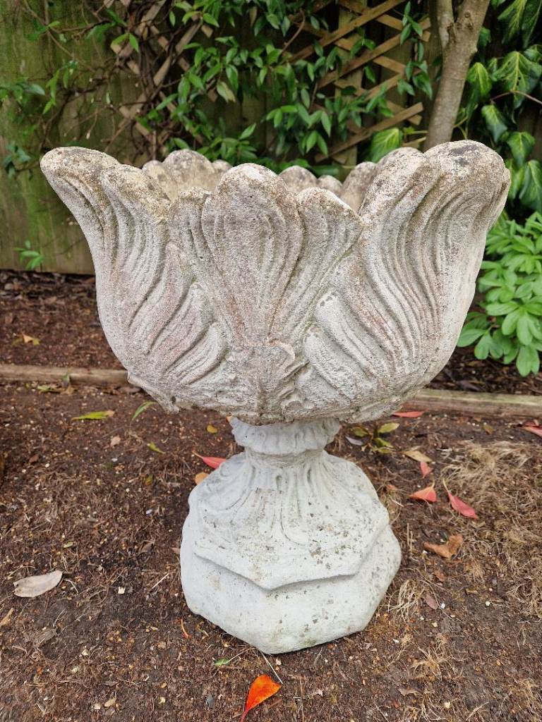 Very Large Tulip Style Garden Ornament Stone Planter