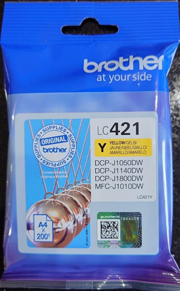 NEW GENUINE AUTHENTIC BROTHER LC421Y YELLOW INK CARTRIDGE (3 items)