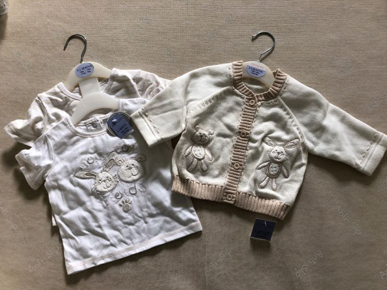 Baby 0-3 t shirts and cardigan  3 items with tags