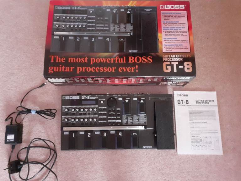 BOSS GT-8 Guitar Effects Processor Multi Digital Guitar effect pedal used with A/C adapter