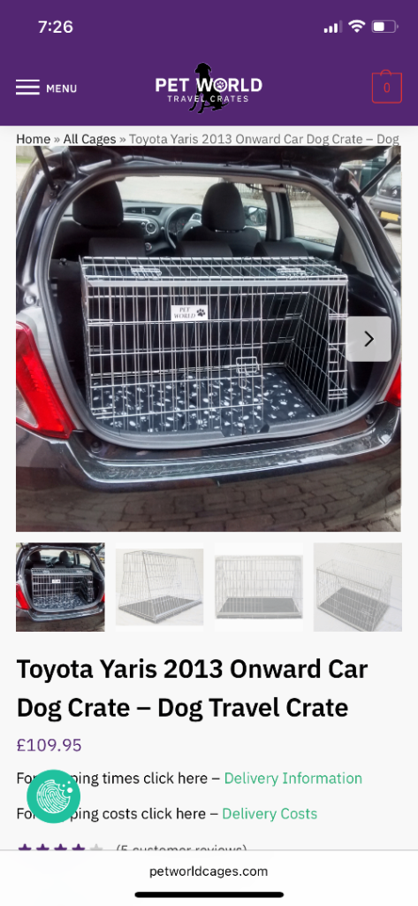 Pet World Boot Crate for Yaris/Golf