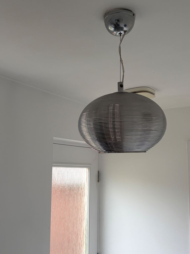 PENDING COLLECTION Modern Silver Pendant Ceiling Light Shade – Good Condition