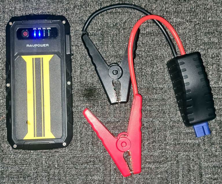 Air Compressor Tyre Inflator, Car Battery Tester and RAVPower 8000mAh Jump Starter/Powerbank
