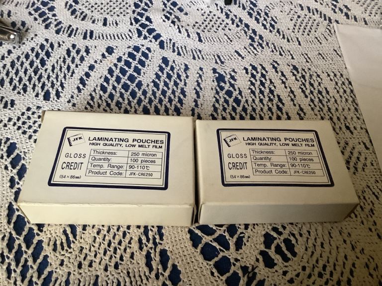 JFK Gloss Credit Card Size Laminating Pouches - 200 New
