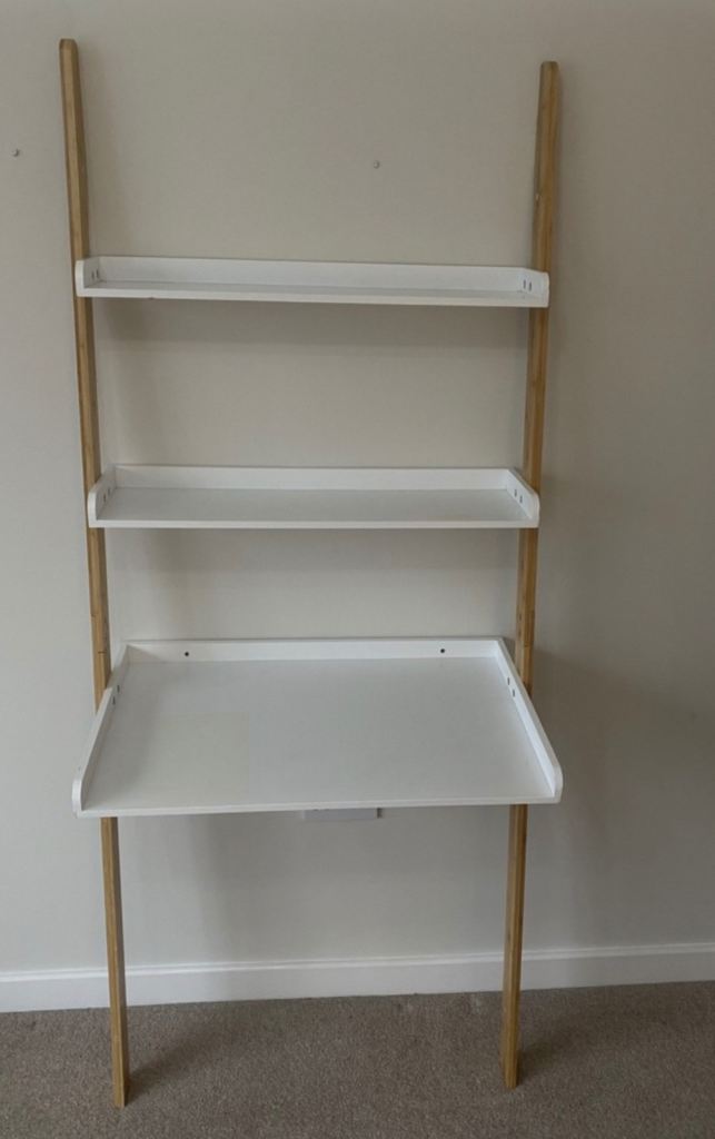 Futon company Stylish White and Wood Ladder Desk Shelf Unit