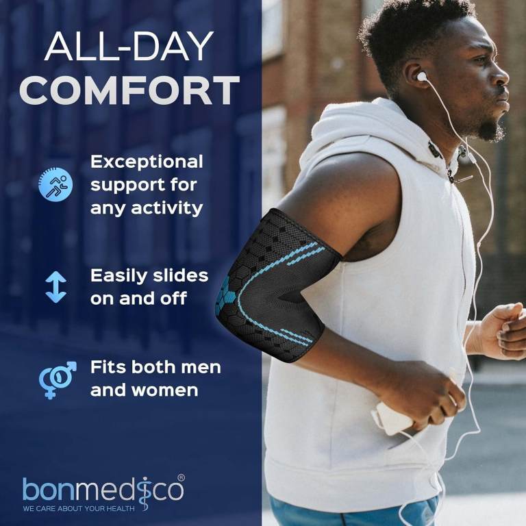 bonmedico Farko Elbow Compression Support Sleeve Black Size L Unisex ...