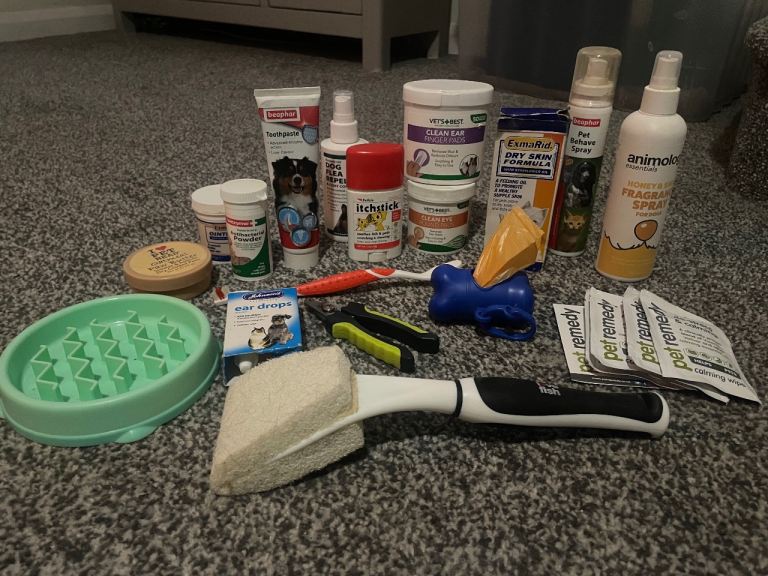 Various dog accessories and treatments 