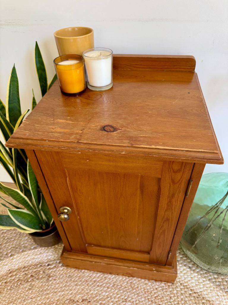 Solid pine vintage bedside cabinet cupboard 