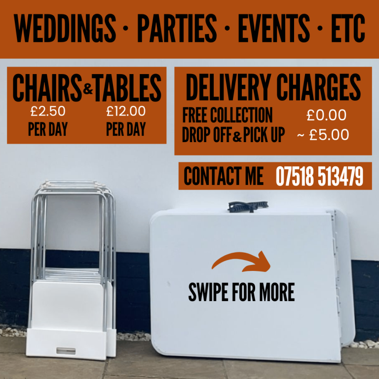 Chairs and Tables for Hire